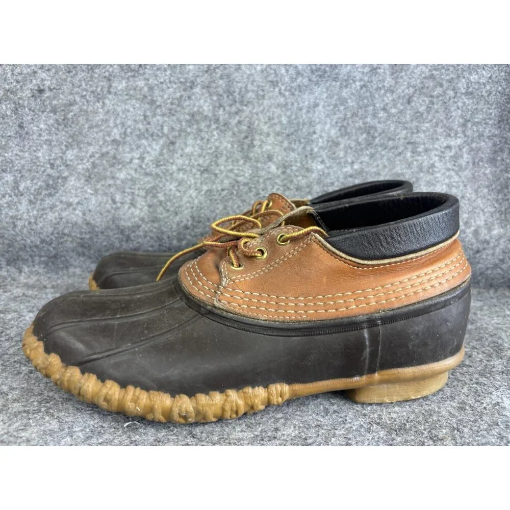 LL Bean Maine Hunting Shoes Mens Size 9 Brown Leather Rubber Duck Boots Made USA